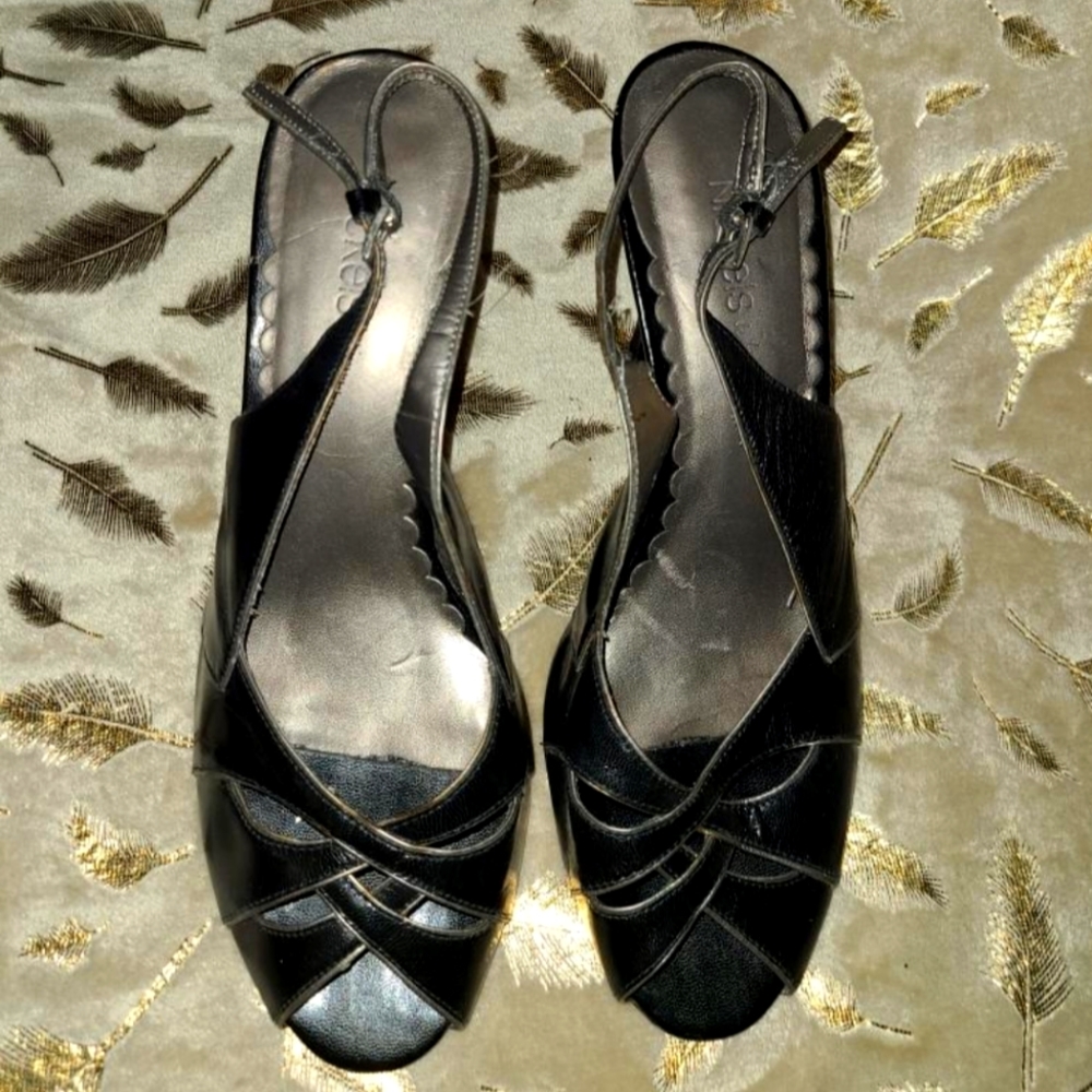 Black sling back heels